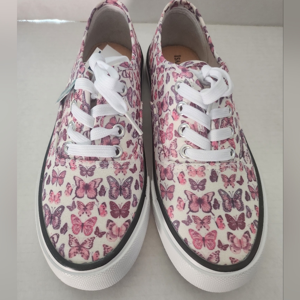 Isaac Mizrahi White and Pink Sneakers with Playful Design